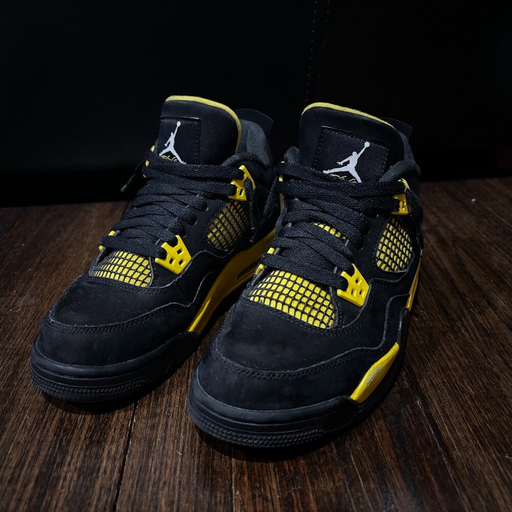 Jordan 4 Yellow Thunders Black and Yellow Sneakers